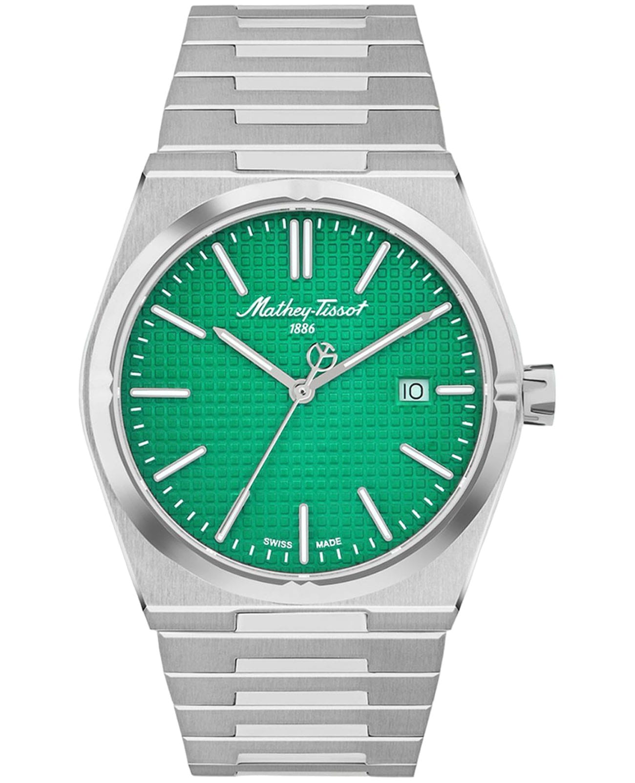 Mathey-Tissot Mathey-Tissot Zoltan H117AV  H117AV кварцевые мужские часы зеленый циферблат, браслет нержавеющая сталь — вид спереди