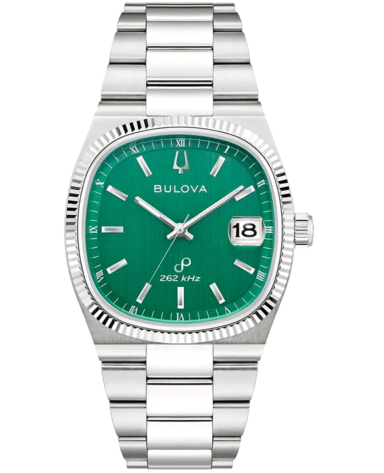 Bulova Bulova Super Seville 96B439  96B439 кварцевые мужские часы зеленый циферблат, браслет нержавеющая сталь — вид спереди