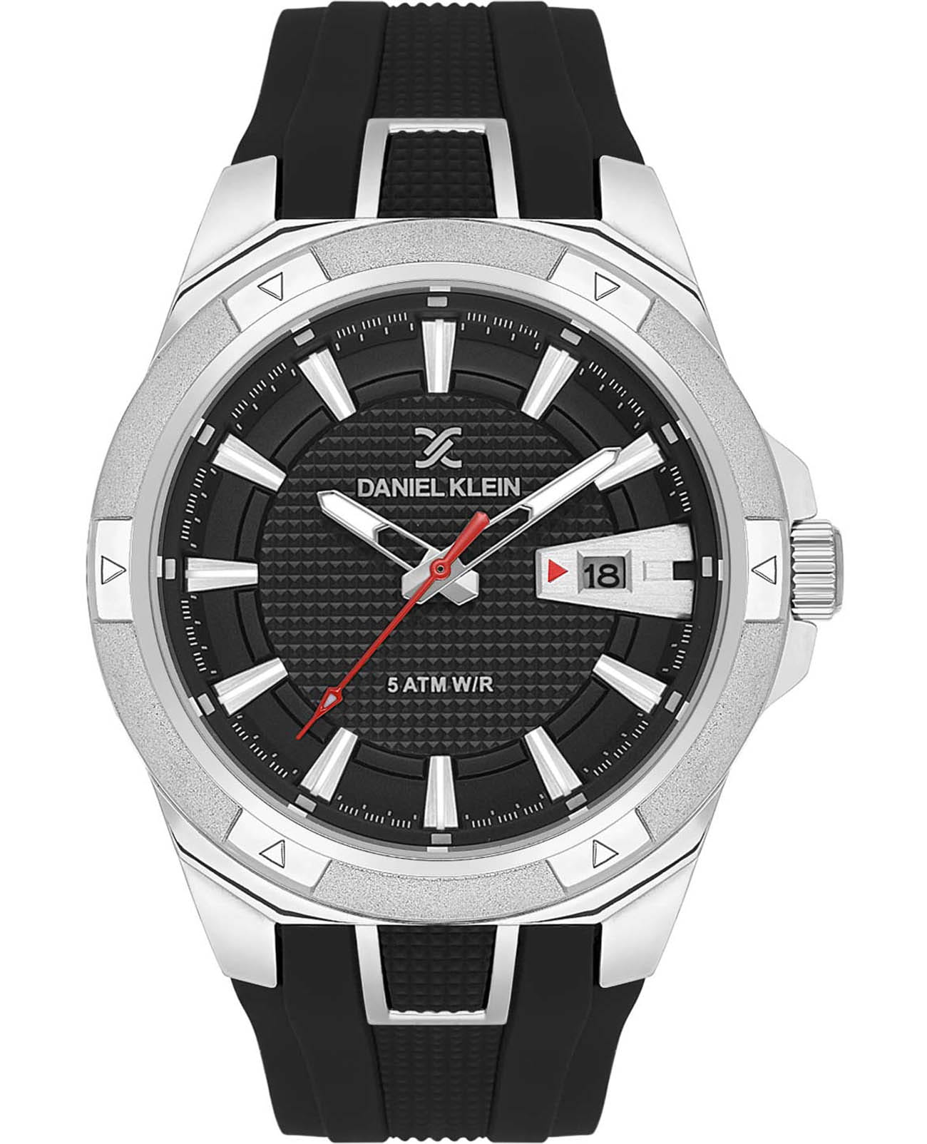 Daniel Klein Daniel Klein Premium DK.1.13734-1  DK.1.13734-1 кварцевые мужские часы черный циферблат, браслет силикон — вид спереди