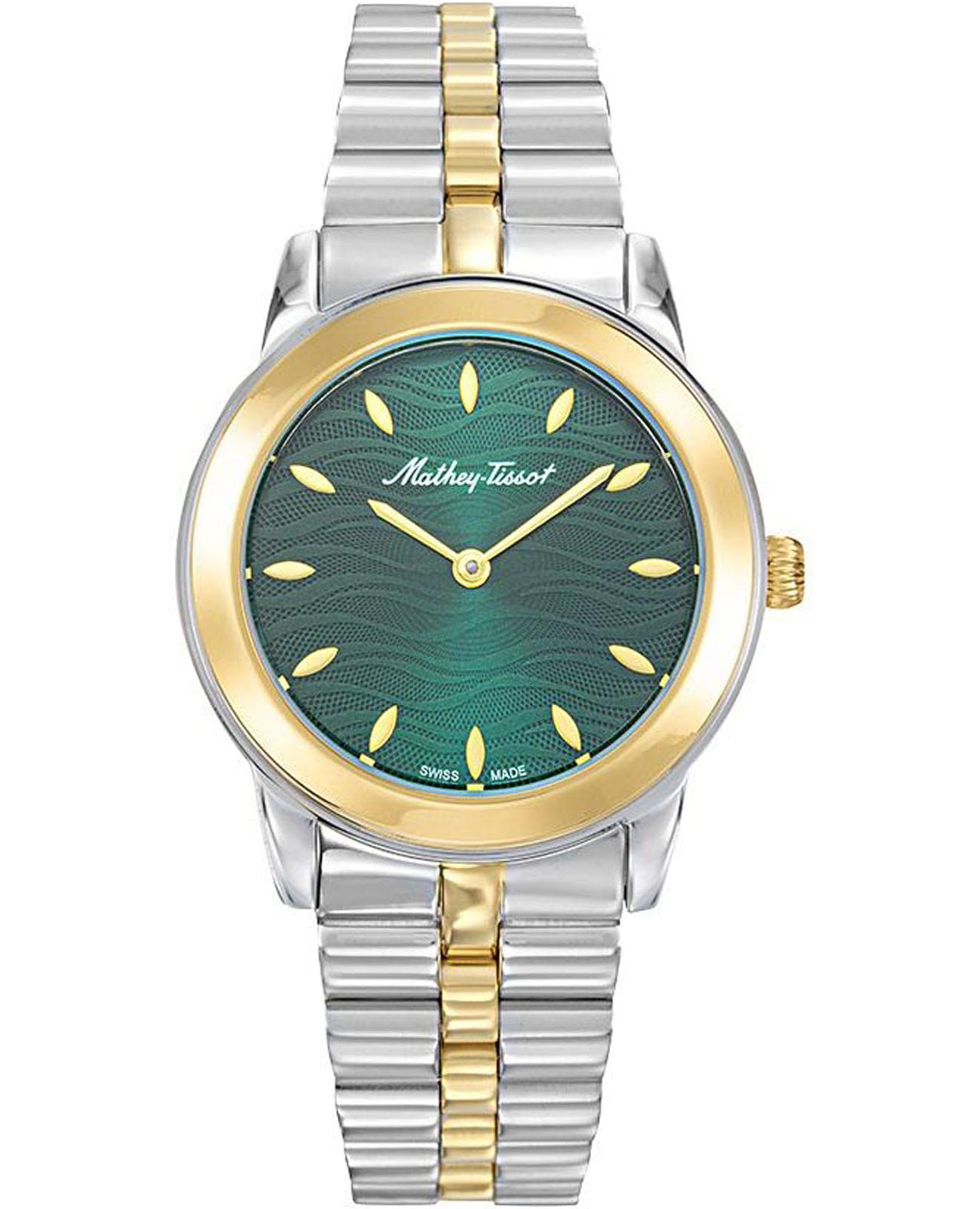 Mathey-Tissot Mathey-Tissot Artemis D10860BYV  D10860BYV кварцевые женские часы зеленый циферблат, браслет нержавеющая сталь с pvd-покрытием — вид спереди
