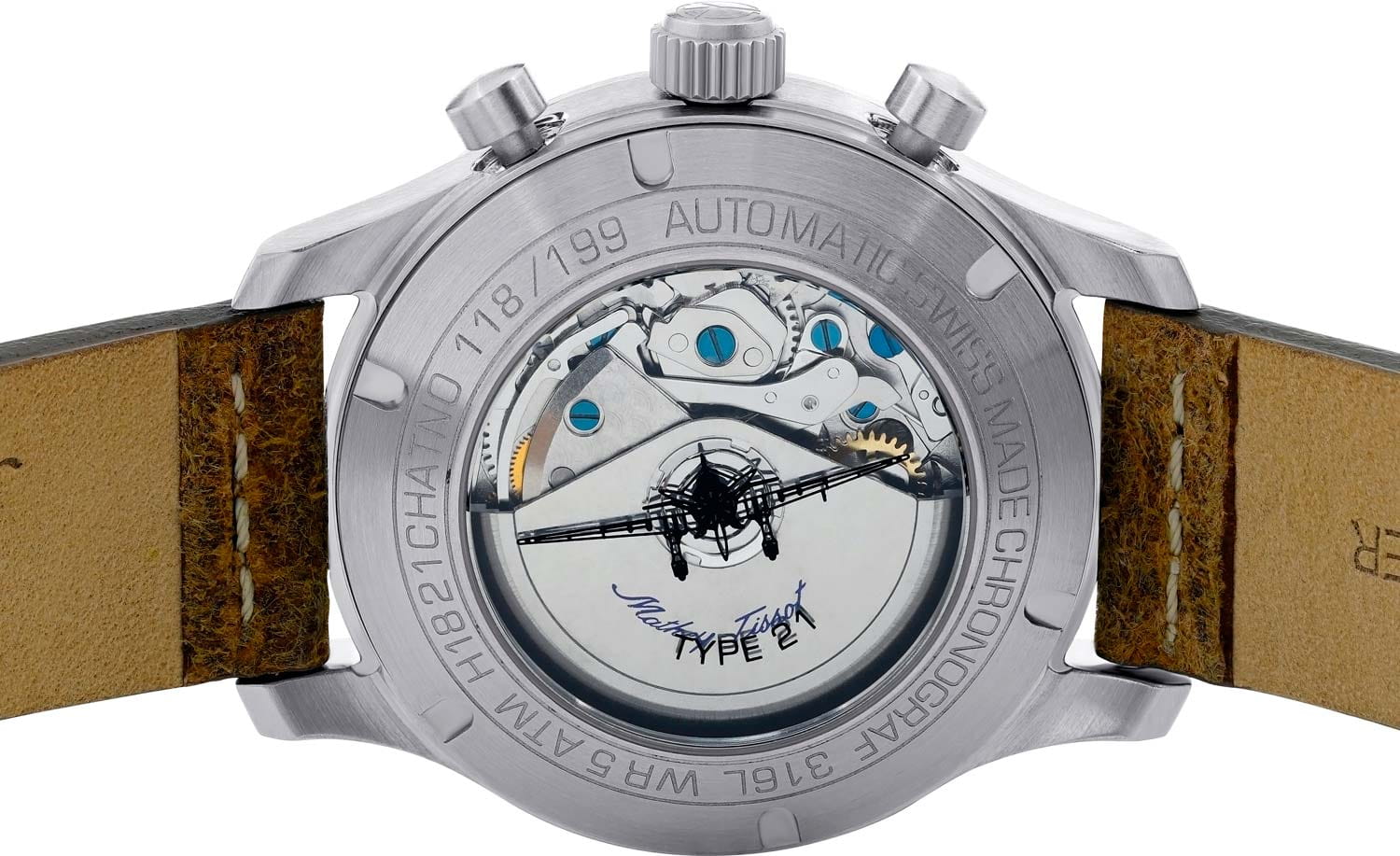 Mathey-Tissot Mathey-Tissot Type 21 H1821CHATLNO  — детали корпуса и кожаный