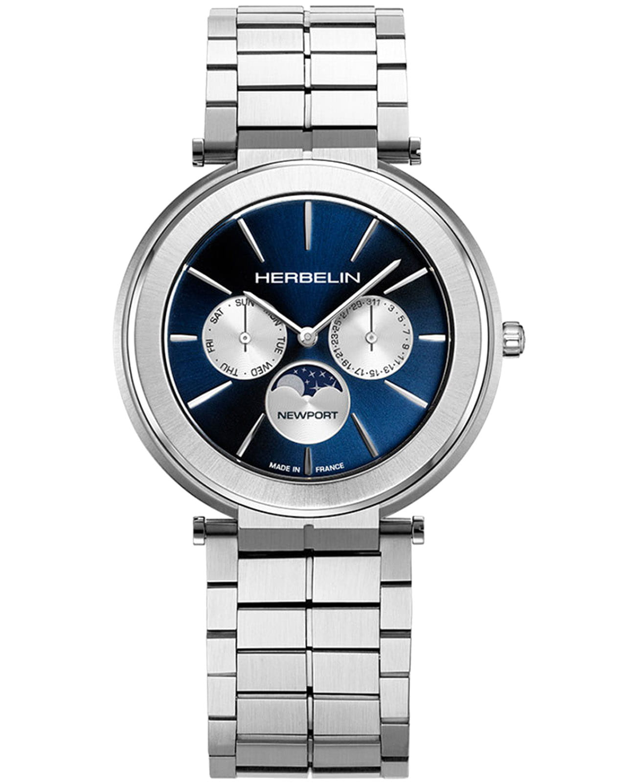 Herbelin Herbelin Newport Slim 12722B25  12722B25 кварцевые мужские часы синий циферблат, браслет нержавеющая сталь — вид спереди