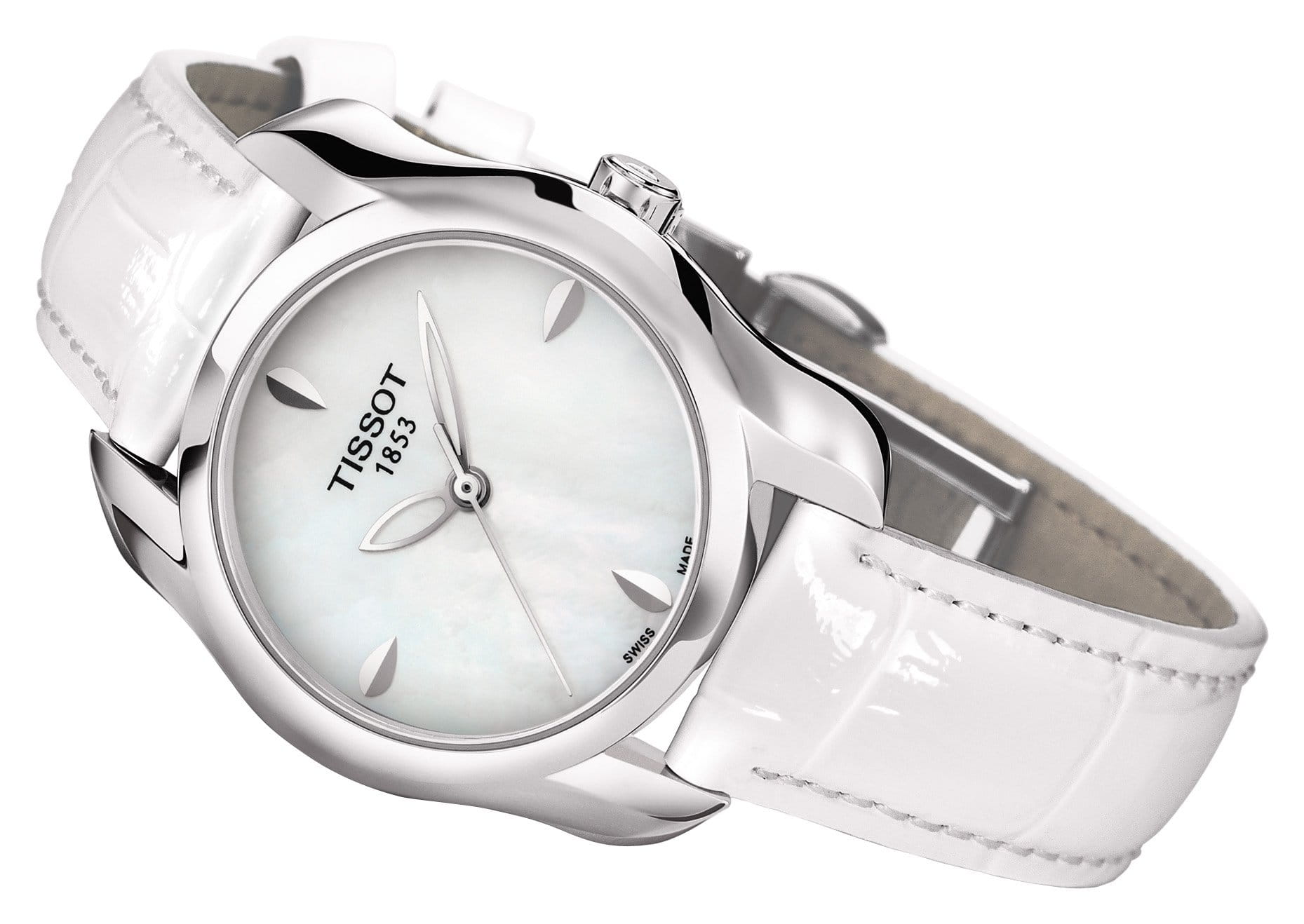 Tissot Tissot T-Trend T-Wave T023.210.16.111.00, t-lady швейцария женские часы на браслете кожаный боковой вид