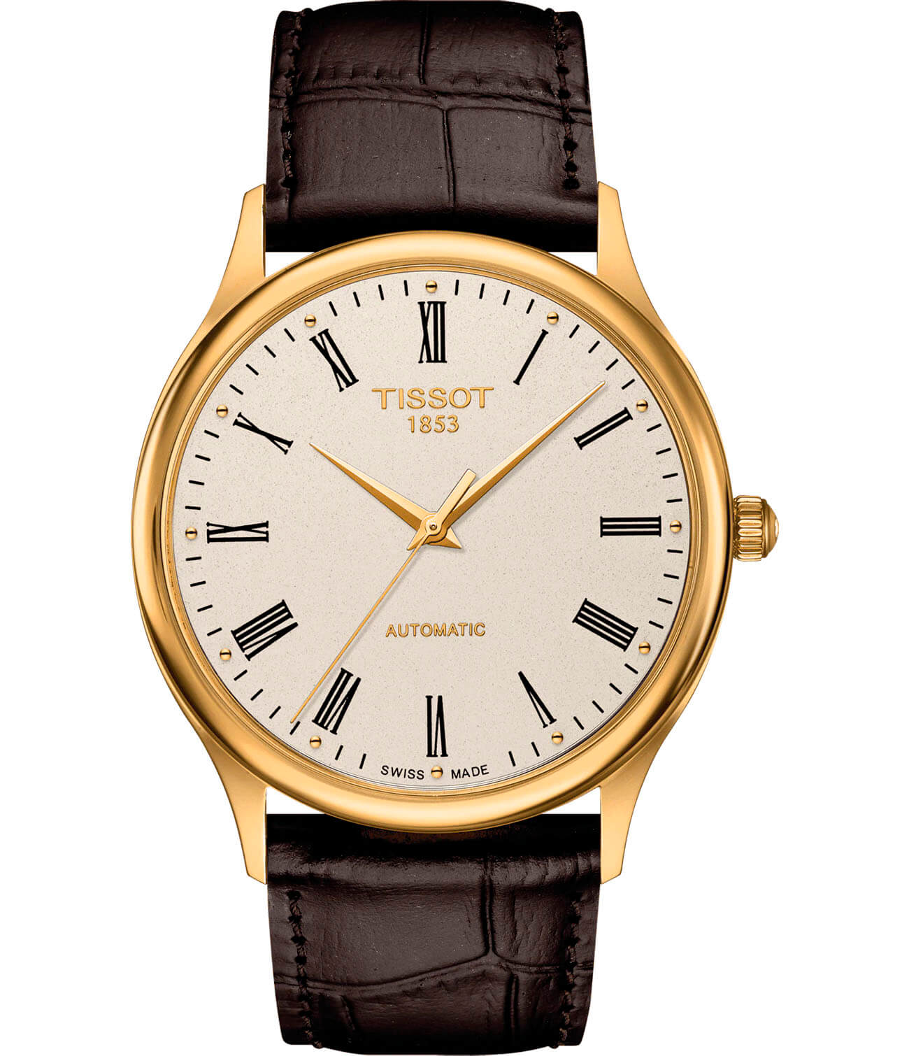 Tissot Tissot Excellence Automatic 18K Gold T926.407.16.263.00  T9264071626300 механические мужские часы шампань циферблат, браслет кожаный — вид спереди