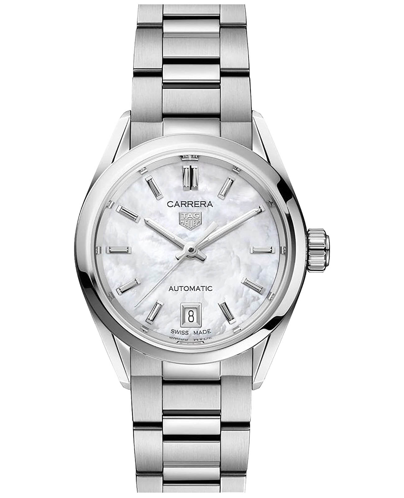 TAG Heuer TAG Heuer Carrera WBN2410.BA0621  WBN2410.BA0621 механические женские часы перламутровый циферблат, браслет нержавеющая сталь — вид спереди