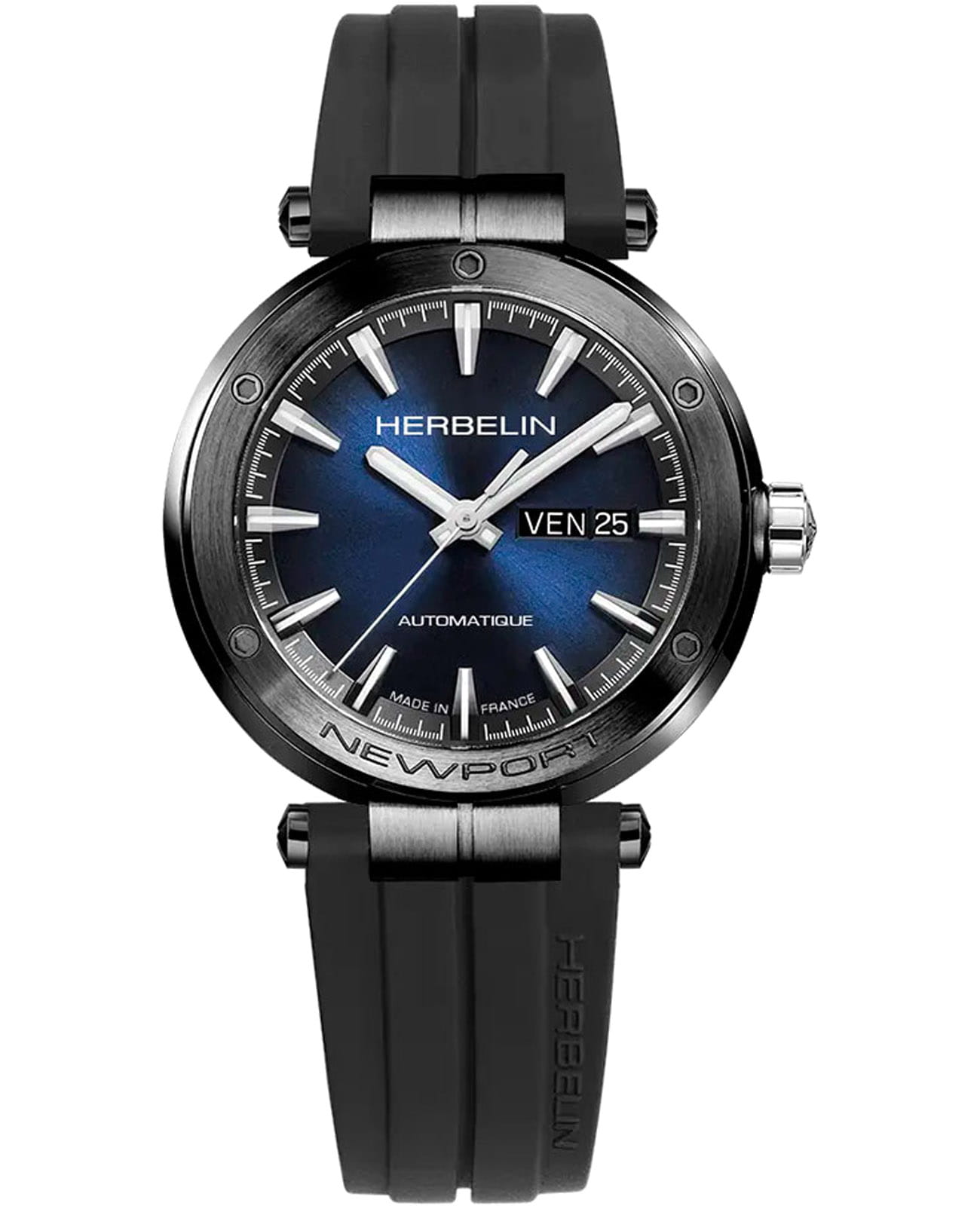 Herbelin Herbelin Newport 1768G15CA  1768G15CA механические мужские часы синий циферблат, браслет каучук — вид спереди