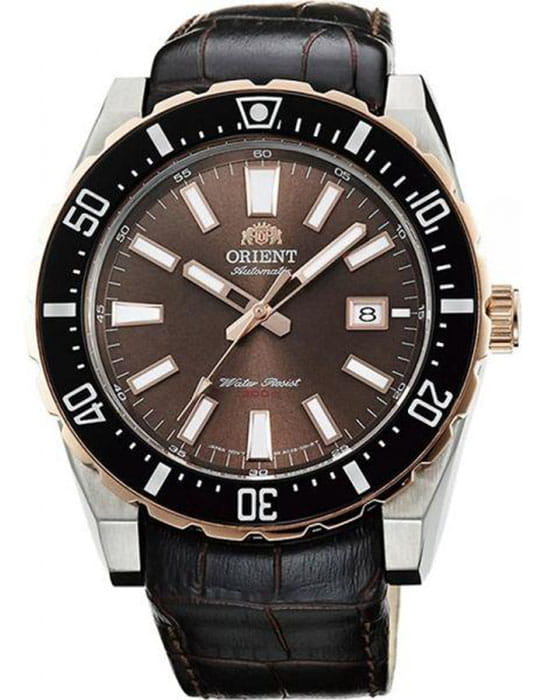 Orient Orient Diving Sports Automatic AC09002T  AC09002T механические мужские часы коричневый циферблат, браслет кожа + текстиль — вид спереди