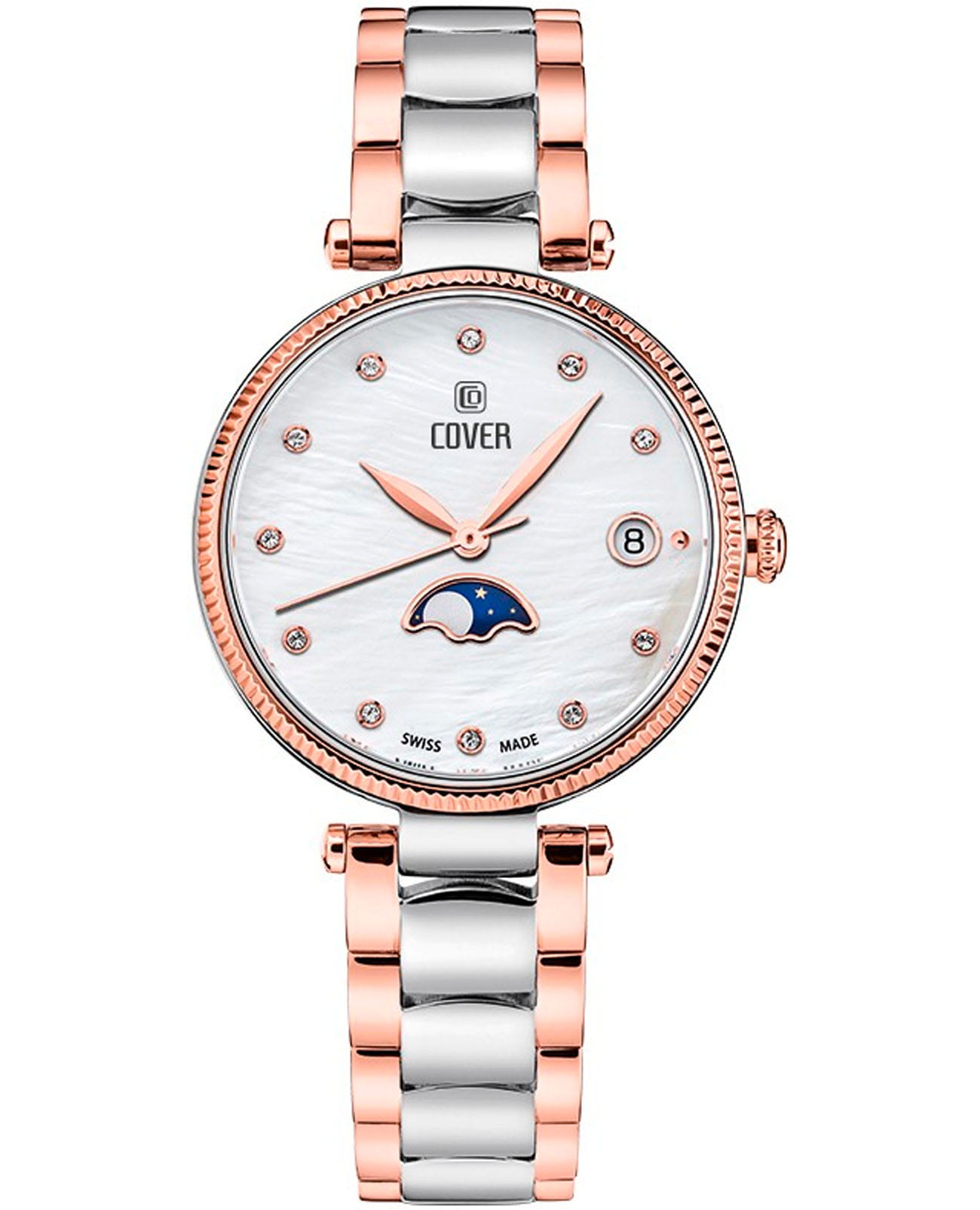 Cover Cover Moon CO196.03  CO196.03 кварцевые женские часы перламутровый циферблат, браслет нержавеющая сталь с pvd-покрытием — вид спереди