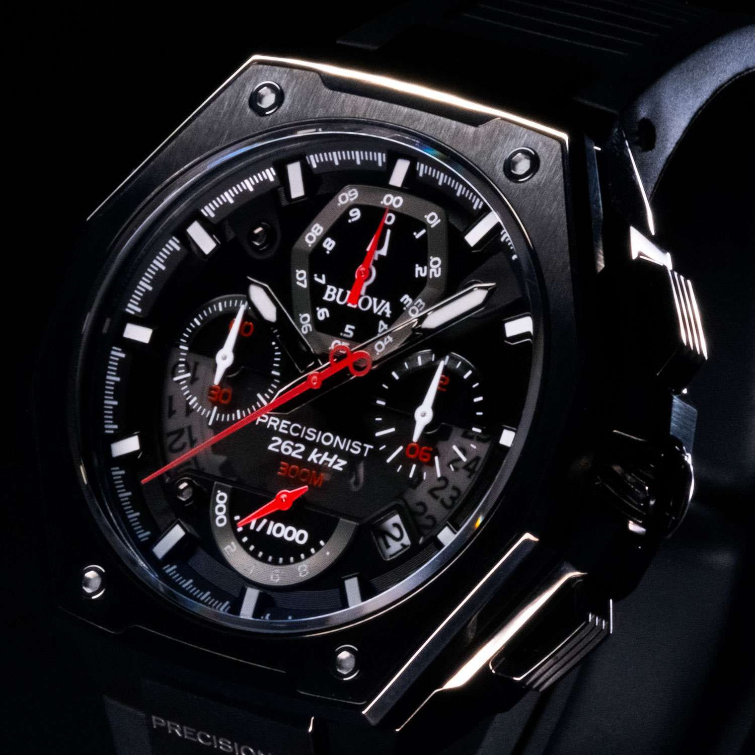 Bulova Bulova Precisionist 98B358 кварцевые мужские часы часы крупный план черный циферблата