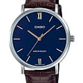 Casio Casio Collection MTP-VT01L-2BUDF (MTP-VT01L-2B)  MTP-VT01L-2B кварцевые мужские часы  синий циферблат, браслет кожаный — вид спереди