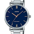 Casio Casio MTP-VT01D-2B  MTP-VT01D-2B кварцевые мужские часы  синий циферблат, браслет нержавеющая сталь — вид спереди