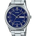 Casio Casio Collection MTP-V006D-2BUDF (MTP-V006D-2B)  MTP-V006D-2B кварцевые мужские часы  синий циферблат, браслет нержавеющая сталь — вид спереди
