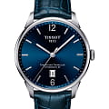 Tissot Tissot Chemin des Tourelles Powermatic 80 T099.407.16.047.00 Chemin des Tourelles T0994071604700 механические мужские часы синий циферблат, браслет кожаный — вид спереди