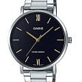 Casio Casio Collection MTP-VT01D-1BUDF (MTP-VT01D-1B)  MTP-VT01D-1B кварцевые мужские часы  черный циферблат, браслет нержавеющая сталь — вид спереди