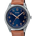 Casio Casio Collection MTP-V005L-2B4UDF (MTP-V005L-2B4)  MTP-V005L-2B4 кварцевые мужские часы  синий циферблат, браслет кожаный — вид спереди
