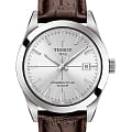 Tissot Tissot Gentleman Powermatic 80 Silicium T127.407.16.031.01 Gentleman T1274071603101 механические мужские часы серебристый циферблат, браслет кожаный — вид спереди