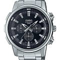 Casio Casio Collection MTP-E505D-1A  MTP-E505D-1A кварцевые мужские часы  черный циферблат, браслет нержавеющая сталь — вид спереди