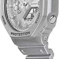 Casio Casio G-Shock GA-2100FF-8ADR (GA-2100FF-8AER) электронные мужские часы часы, крупный план серебристый циферблат