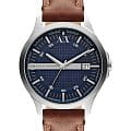 Armani Exchange Armani Exchange Hampton AX2133  AX2133 кварцевые мужские часы  синий циферблат, браслет кожаный — вид спереди