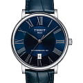 Tissot Tissot Carson Premium Powermatic 80 T122.407.16.043.00 Carson T1224071604300 механические мужские часы  синий циферблат, браслет кожаный — вид спереди