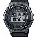 Casio Casio Collection W-216H-1BVDF (W-216H-1B)  W-216H-1B кварцевые мужские часы  серый циферблат, браслет пластик — вид спереди