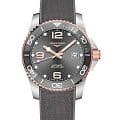 Longines Longines HydroConquest L3.781.3.78.9  L37813789 механические мужские часы  серый циферблат, браслет каучук — вид спереди